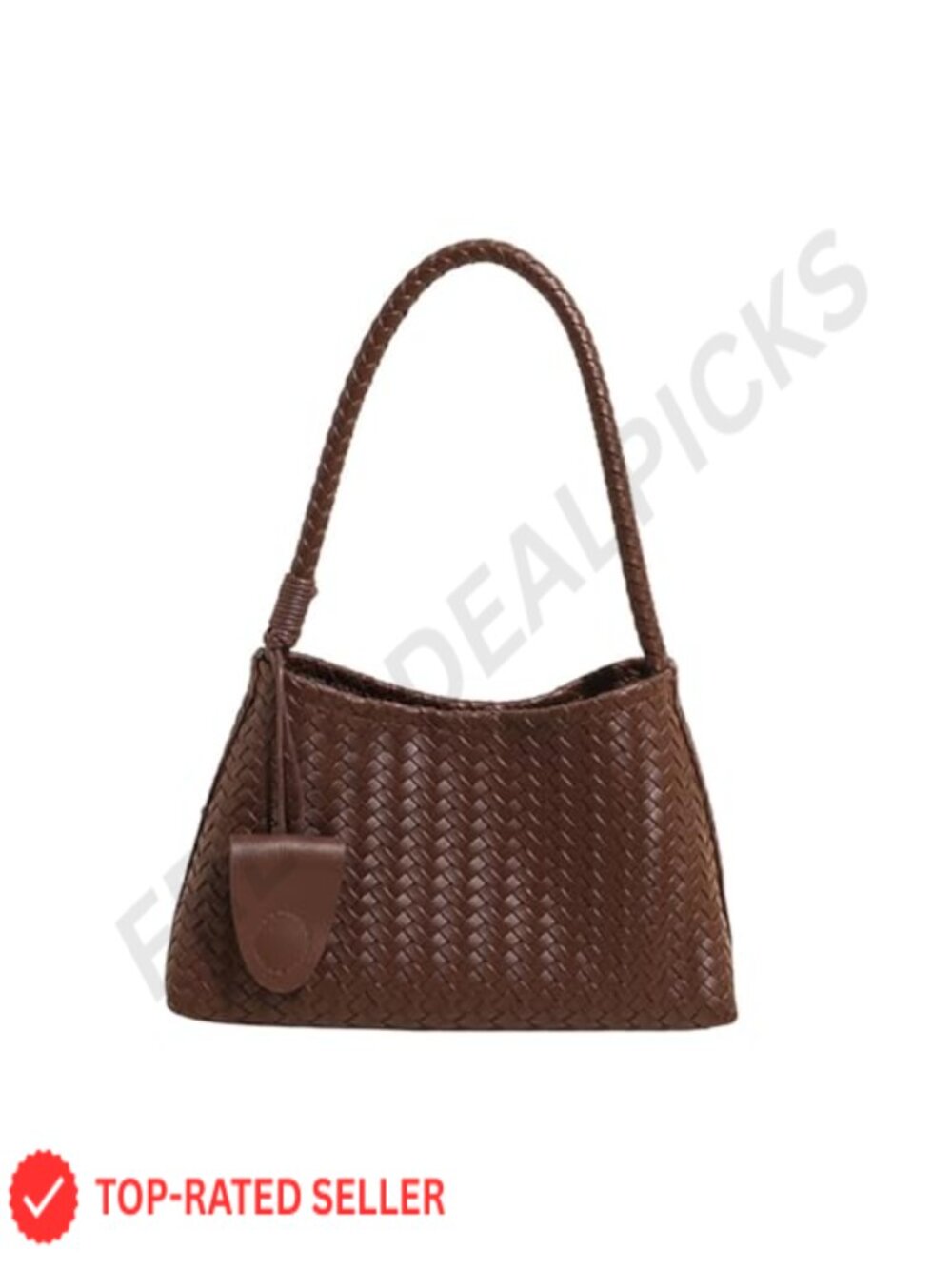 Woven Hobo Bag Faux Leather Shoulder Purse Slouchy Tote Work Travel